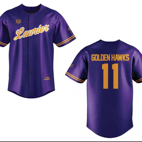 Laurier Golden Hawks Sublimated Full Button Baseball Jersey - Adult Thumbnail