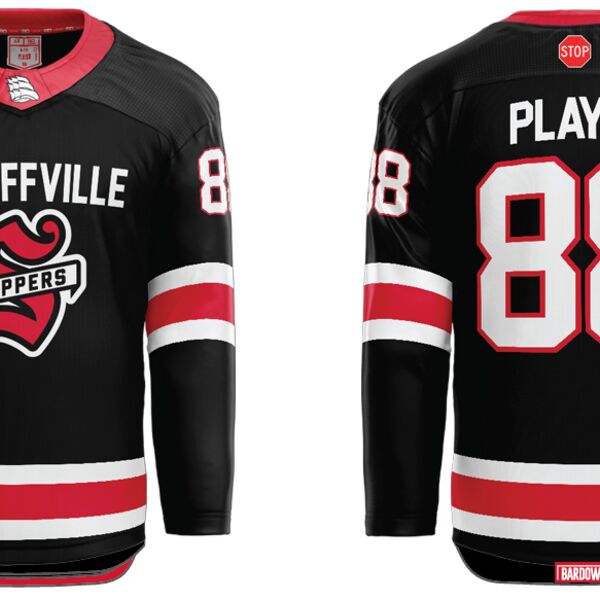 Stouffville Clippers Cut & Sew Hockey Jersey Black - ADULT Thumbnail