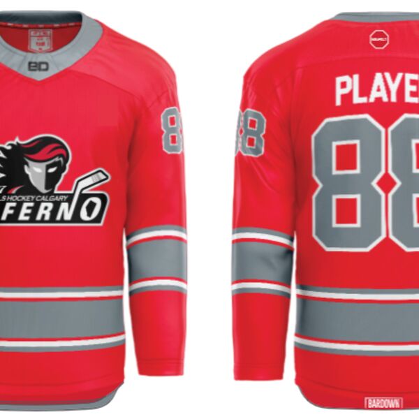 Jr. Inferno-GHC-Sublimated Hockey Jersey with Scoop - H4-Red - Adult Thumbnail